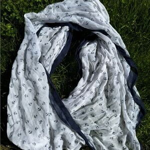 Icing Anchor Print infinity Scarf - White and Navy
